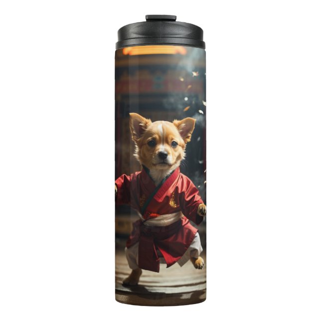 Garrafa Térmica Cachorro Vermelho Cachorro Kung Fu (Frente)