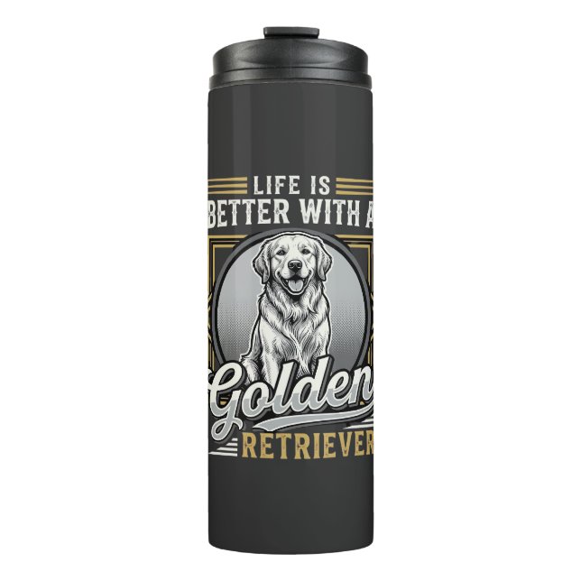 Garrafa Térmica Cachorro Vida De Golden Retriever É Melhor (Frente)