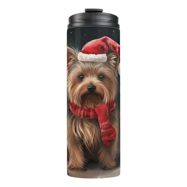 Garrafa Térmica Cachorro Yorkshire Terrier na Neve Natal (Frente)