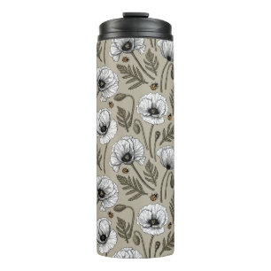 Garrafa Térmica Cachorros brancos e ladybugs termais