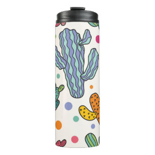 Garrafa Térmica Cactus Cute Vintage Padrão Sem Olhos