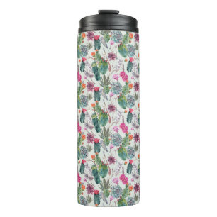 Garrafa Térmica Cactus Exotic Boho Watercolor e Padrão Suculento