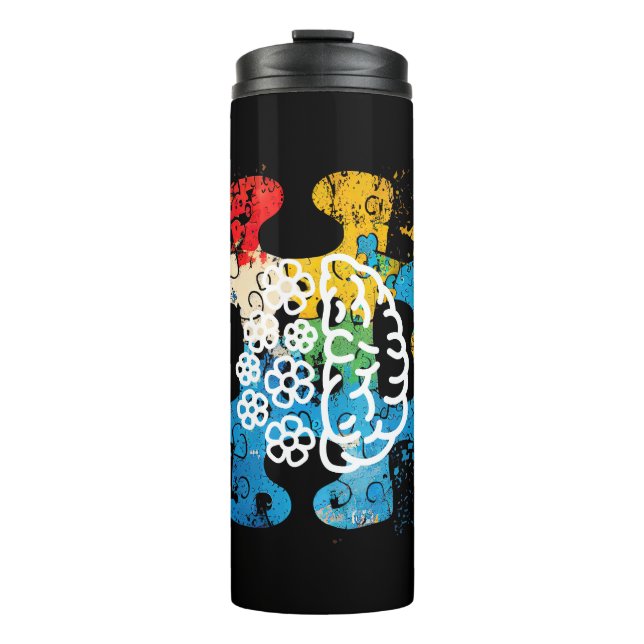 Garrafa Térmica Cada peça importa - Autismo do cérebro de Quebra-c (Frente)