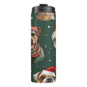 Garrafa Térmica Cães de Natal Coloridos – Presente Divertido de Fé