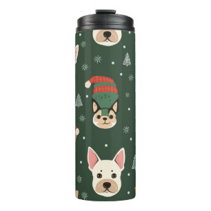 Garrafa Térmica Cães de Natal Coloridos – Presente Divertido de Fé