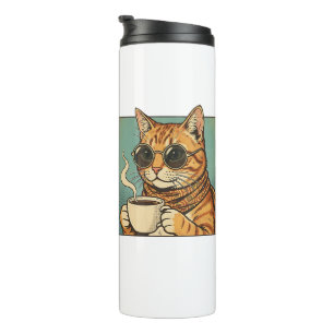 Garrafa Térmica Café Cool Cat Design Retro para Amantes de Gatos