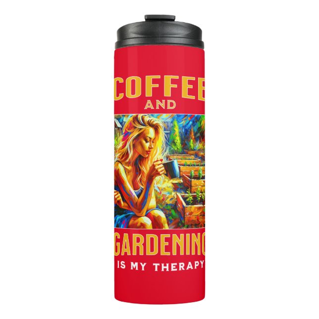 Garrafa Térmica Café e jardinagem é minha terapia (Frente)