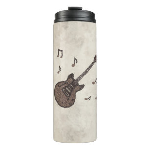 Garrafa Térmica Café-Grãos de Café-Guitarra-Arte com Café-Música-