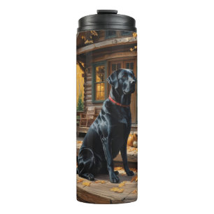 Garrafa Térmica Café preto Labrador Retriever Log Cabine