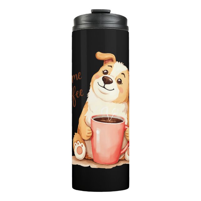 Garrafa Térmica Café Você e eu - Corgi Bonito e Cozy Breve (Frente)