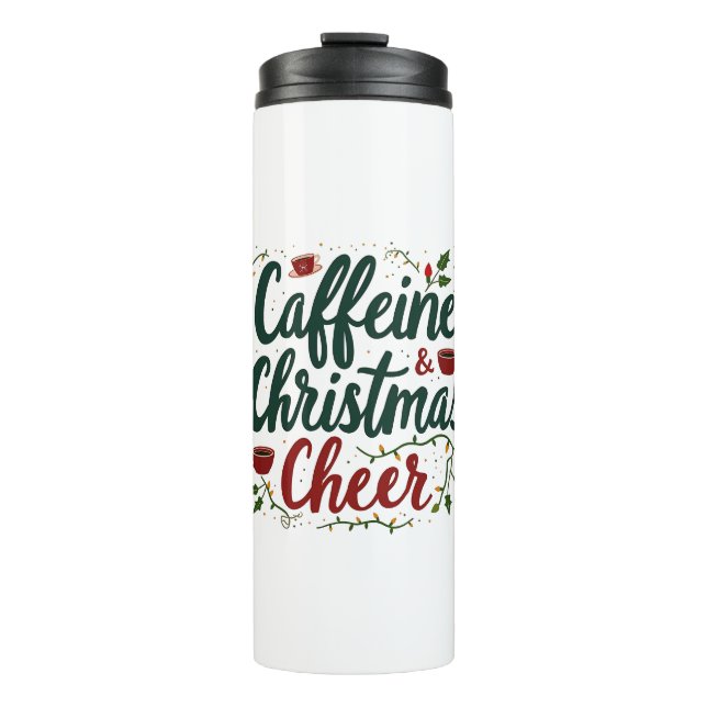 Garrafa Térmica Cafeína e Amantes de Café de Natal (Frente)