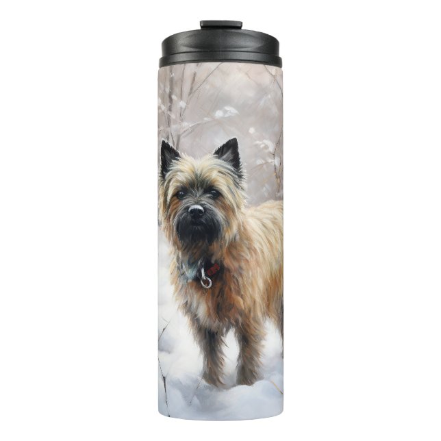Garrafa Térmica Cairn Terrier Deixe Nevar Natal (Frente)