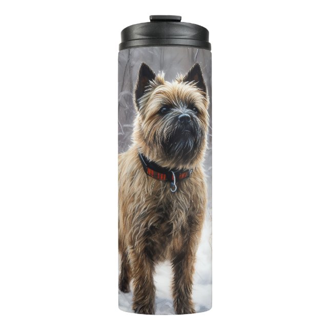 Garrafa Térmica Cairn Terrier Deixe-o nevar no Natal (Frente)