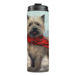 Garrafa Térmica Cairn Terrier Dog no Natal da Neve