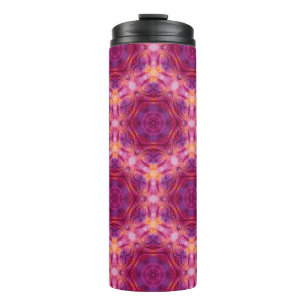 Garrafa Térmica caleido de cor violeta, roxa, laranja e azul