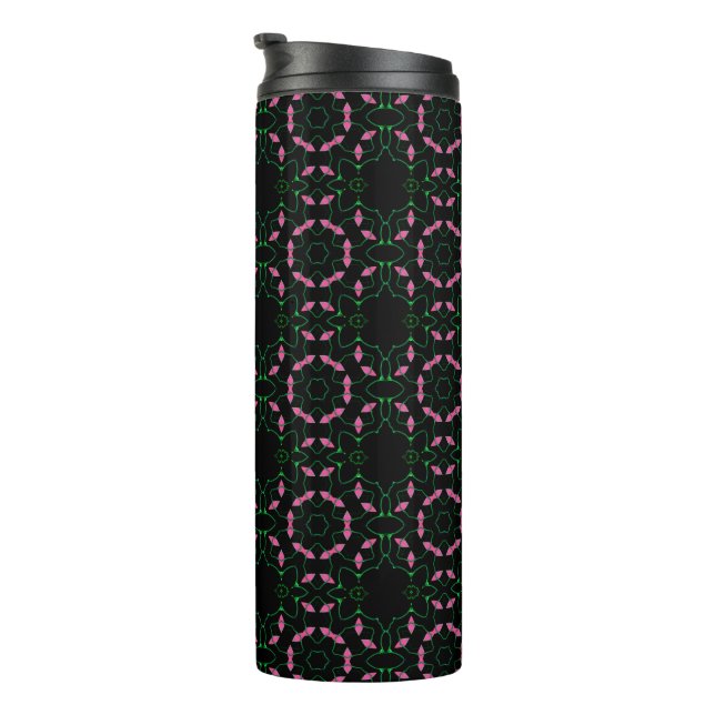 Garrafa Térmica Caleidoscópio de Esmeralda e Rosa (Rotação à direita)