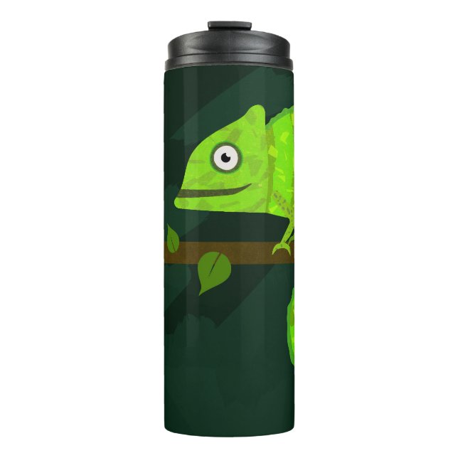 Garrafa Térmica Camaleão verde fofo (Frente)