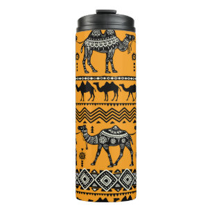 Garrafa Térmica Camelos Ilustração de Padrão Invisível Design.