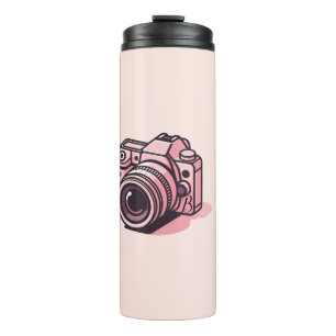 Garrafa Térmica Câmera DSLR Rosa Fashion Personalizada de Fotograf
