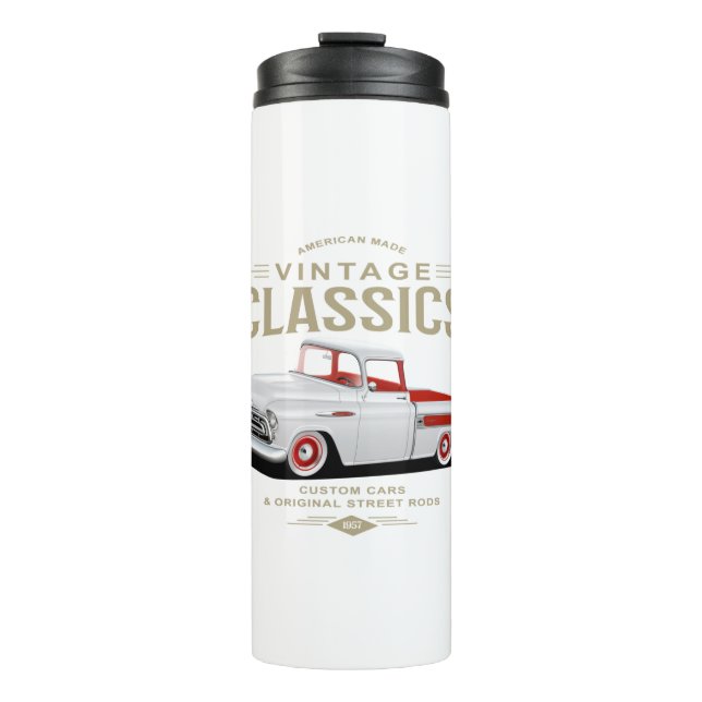 Garrafa Térmica Caminhão Branco Clássico Vintage (Frente)