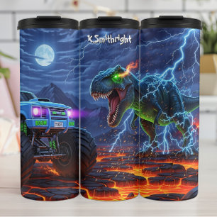 Garrafa Térmica Caminhão Monstro Dinossauro Tempestade Relâmpago