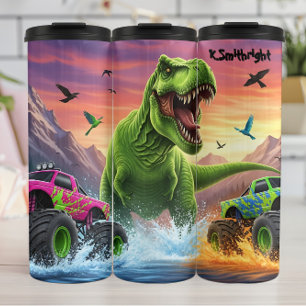 Garrafa Térmica Caminhões Monstros T-Rex Salpico de Água