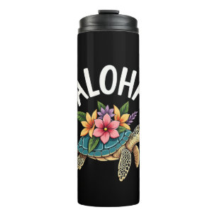 Garrafa Térmica Camisa Aloha Havaí Hawaii Tartaruga Hibisco Crianç