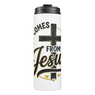 Garrafa Térmica Camisa Cruz Cristã Jesus é a Paz
