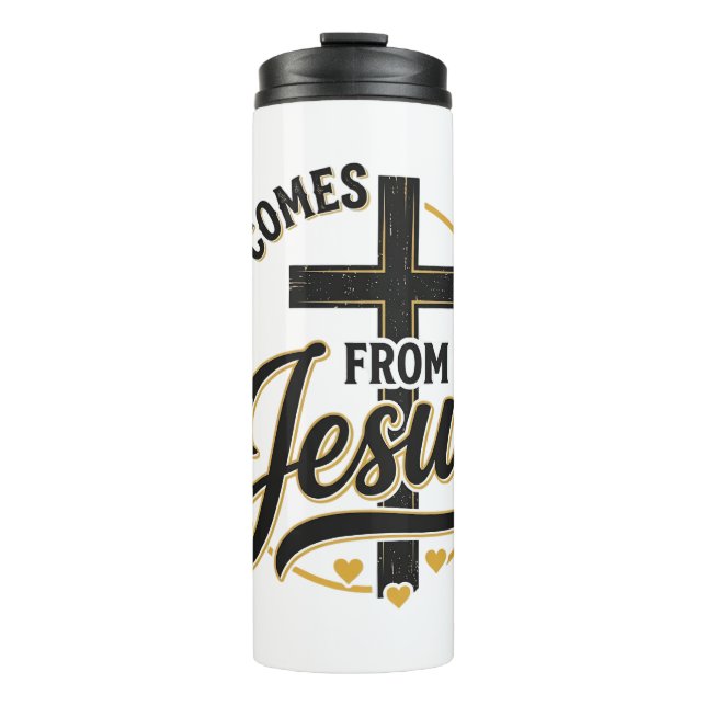 Garrafa Térmica Camisa Cruz Cristã Jesus é a Paz (Frente)
