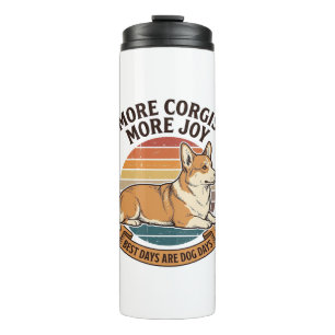 Garrafa Térmica Camisa de Amante de Corgi Gravura Vintage Citação 