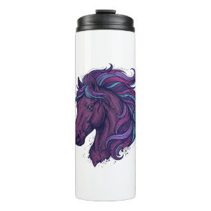 Garrafa Térmica Camisa de arte de cabeça de cavalo colorida gravad