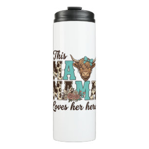 Garrafa Térmica Camisa de Design de Vaca das Terras Altas Mãe Ama
