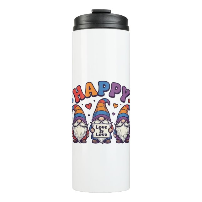 Garrafa Térmica Camisa de Gnome de Arco-Íris do Mês do Orgulho Vin (Frente)