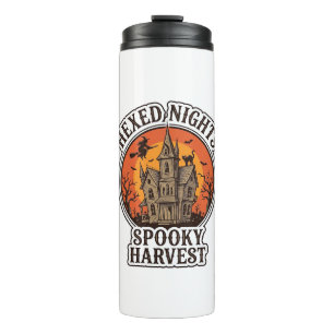 Garrafa Térmica Camisa de Halloween de Casa Assombrada Gravura Vin