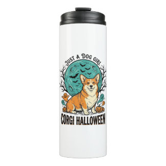 Garrafa Térmica Camisa de Halloween de Corgi para Meninas que Amam