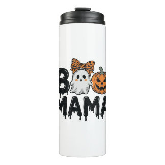 Garrafa Térmica Camisa de Mãe Fantasma de Halloween Abóbora Design