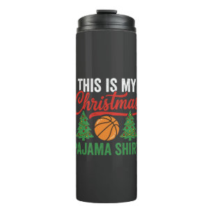 Garrafa Térmica Camisa de pijama de Natal de basquete