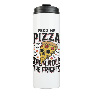 Garrafa Térmica Camisa de Terror de Pizza Gravura Vintage Noite de