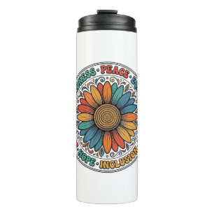 Garrafa Térmica Camisa Flor de Bondade Paz Igualdade Vintage_1