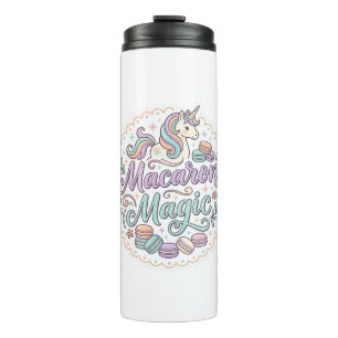 Garrafa Térmica Camisa Mágica de Macaron Unicórnio Caprichoso Desi
