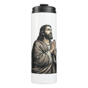 Garrafa Térmica Camisa Religiosa Homem Orando Gravura Vintage Desi