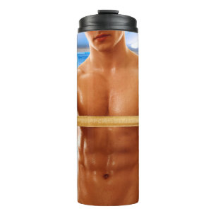 Garrafa Térmica Camisa SlipperyJoe's homem musculoso sem camisa ab