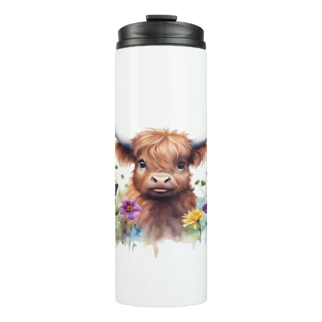 Garrafa Térmica Camisa-T Clássica Vaca-Bebê de Longa Altura (Frente)