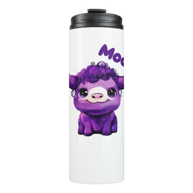 Garrafa Térmica Camisa T Sobredimensionada De Vaca Roxa (Frente)