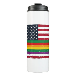 Garrafa Térmica Camisa Vetorial com Desenho de Bandeira do Orgulho