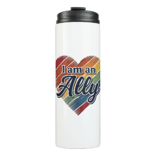 Garrafa Térmica Camisa Vetorial Coração Aliado Arco-íris Design_1