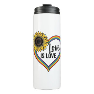 Garrafa Térmica Camisa Vetorial Vintage Coração de Girassol Amor é