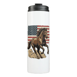 Garrafa Térmica Camisa Vintage com Cavalo Galopante e Bandeira Ame