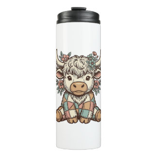 Garrafa Térmica Camisa Xadrez Floral Vintage da Vaca das Terras Al