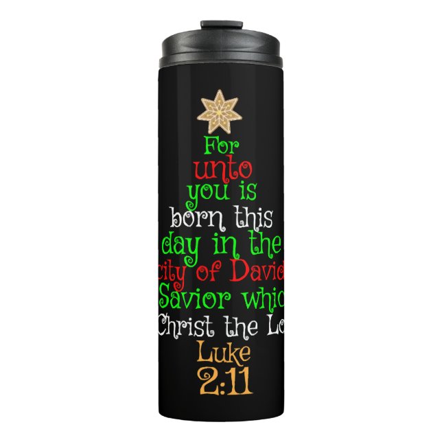 Garrafa Térmica Camisas Cristãs de Natal com Árvore (Frente)